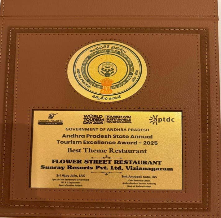 Flower Street Awarded as Best Theme Restuarant in Andhra Pradesh for the year 2025